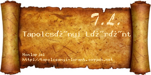 Tapolcsányi Lóránt névjegykártya