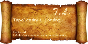 Tapolcsányi Lóránt névjegykártya